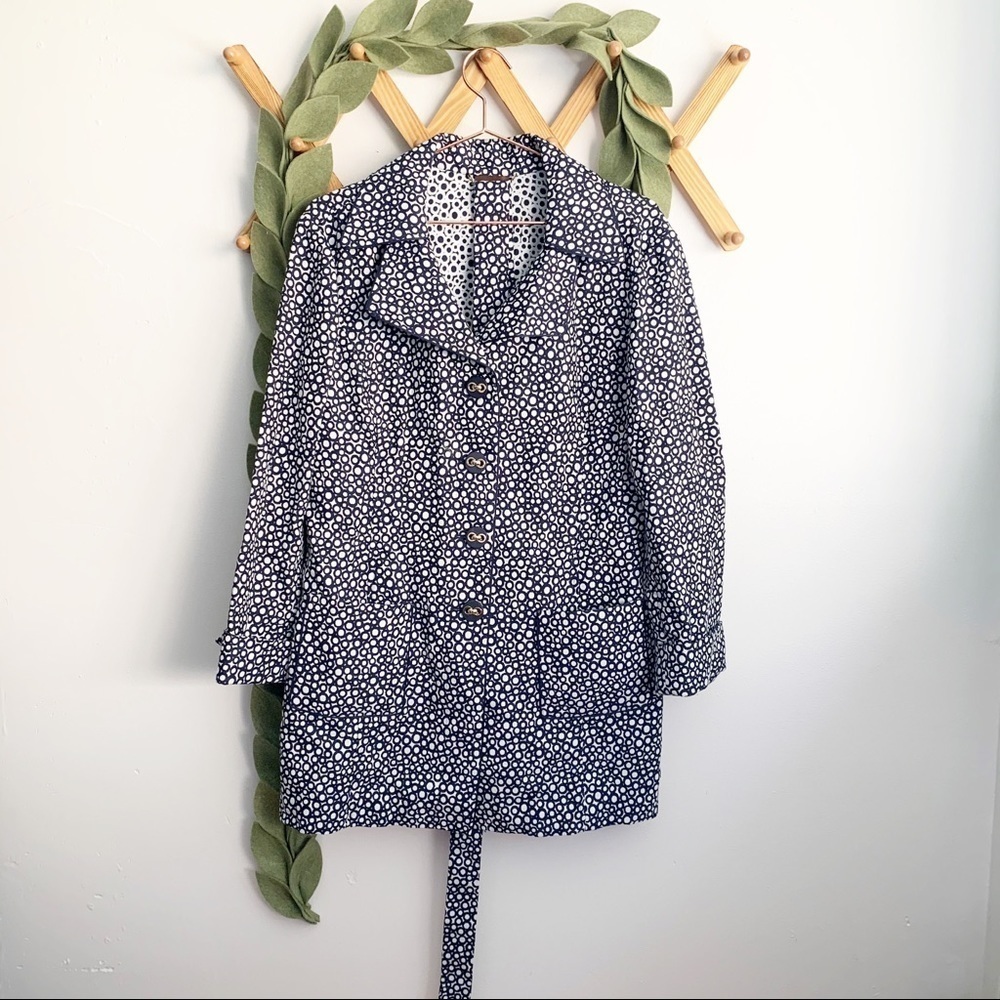 Tesori Navy Circle Print Coat